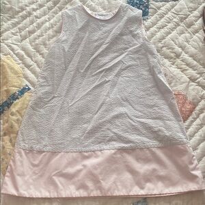 Pink and White Kids Dress seersucker Lullaby dress 5T